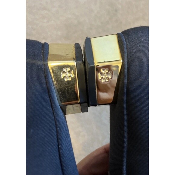 TORY BURCH Women's Regina Shoes Block Heel Square Toe Black Fabric Size 11 M - Picture 7 of 7